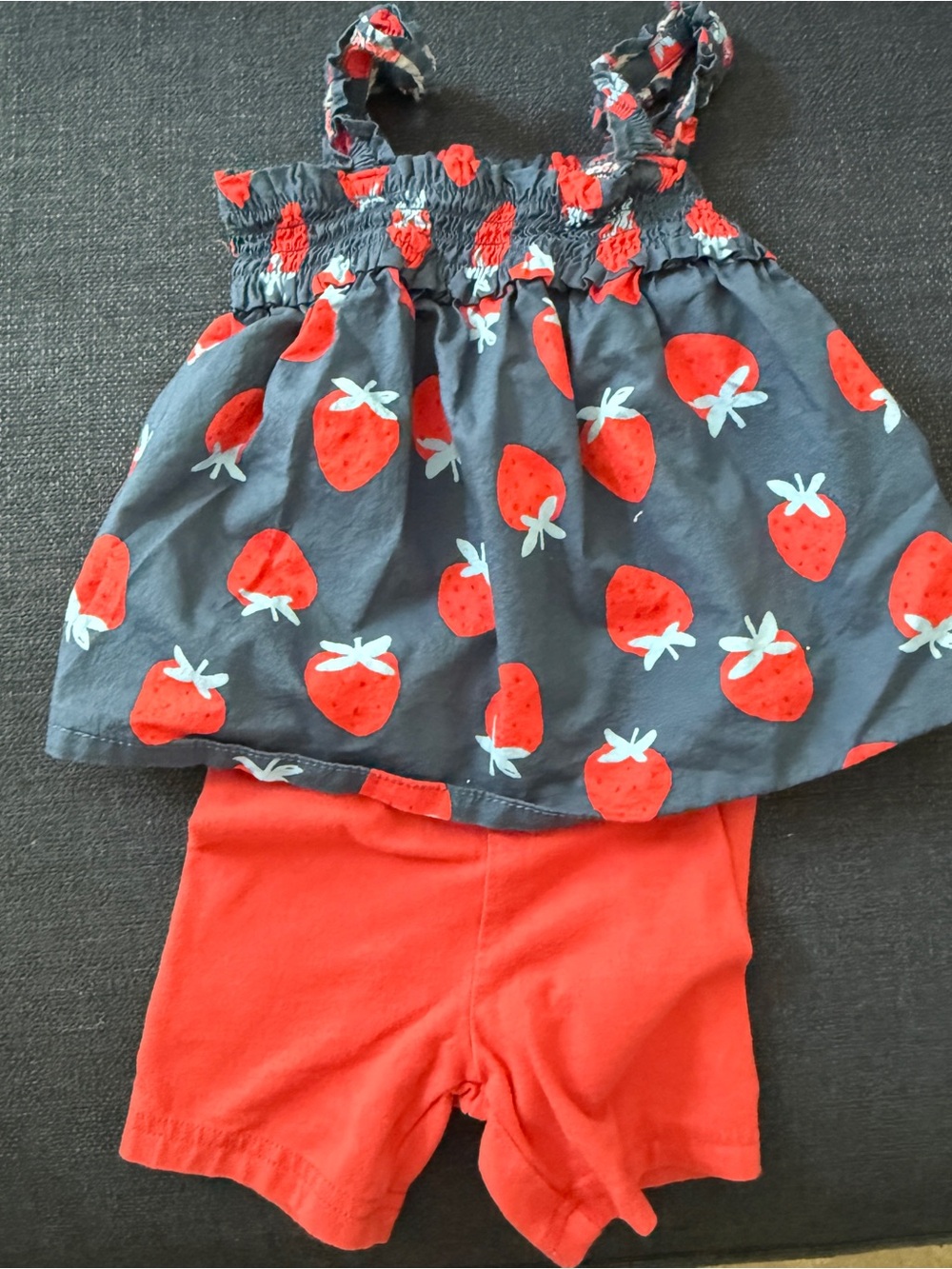 Toddler Strawberry Print Tank & Shorts Set - Red & Blue